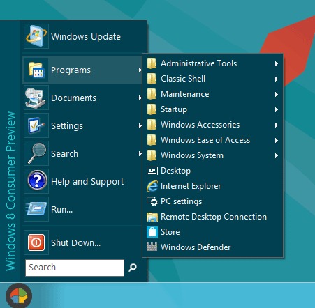 Add Start Orb and Start Menu in Windows Consumer Preview 8 with Classic ...